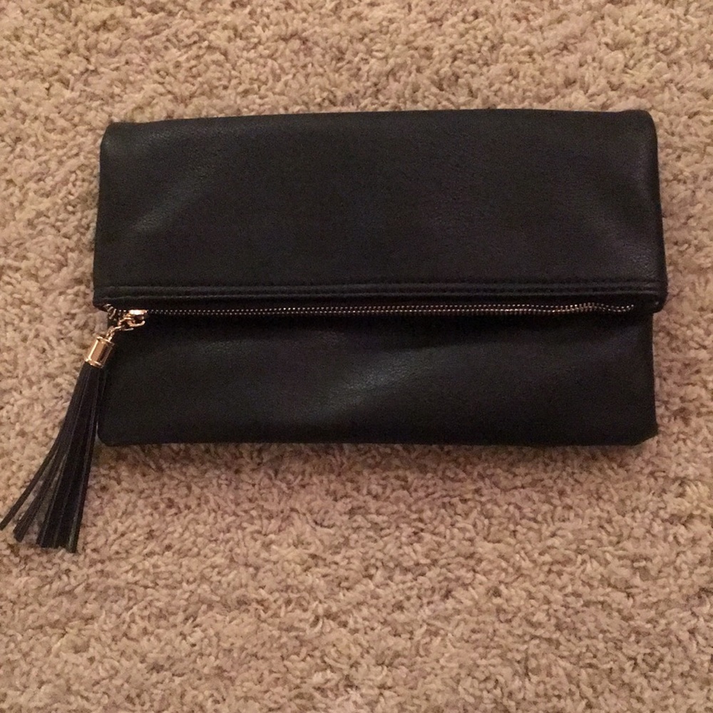 Black Faux Leather Clutch